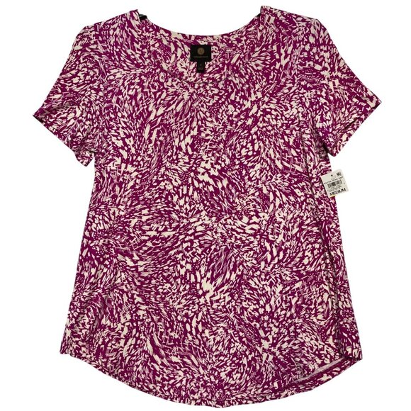 JM Collection Tops - JM Collection Medium Rayon Span Knit Top Purple Fizz Short Sleeve Made In Indone
